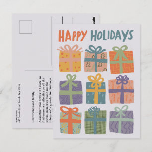 HAPPY HOLIDAYS Geschenke präsentiert Weihnachten C Postkarte