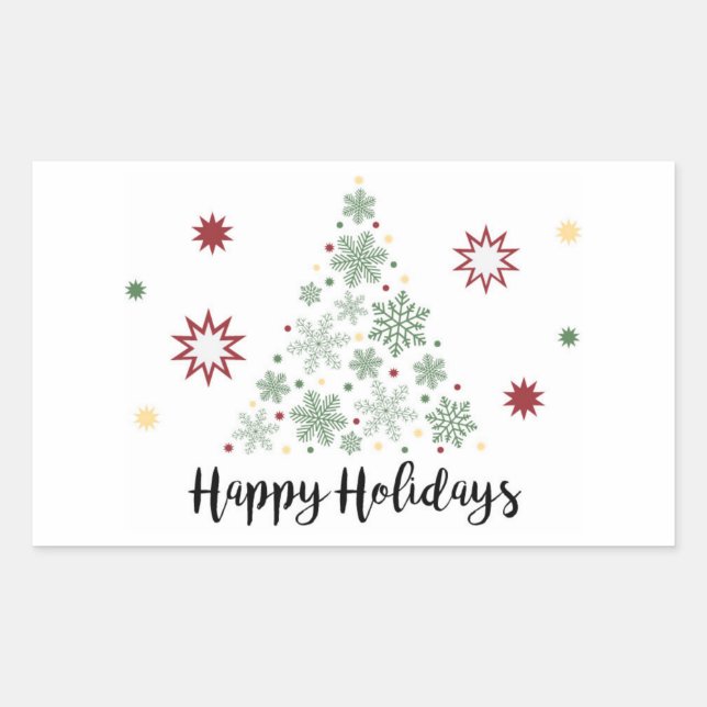 Happy Holidays Geschenksticker Rechteckiger Aufkleber (Vorderseite)