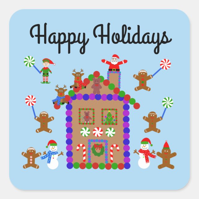 Happy Holidays Gingerbread Haus #2-2 Stickers (Vorderseite)