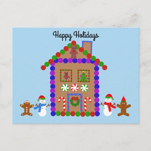 Happy Holidays Gingerbread House #1 Postkarte (Vorderseite)