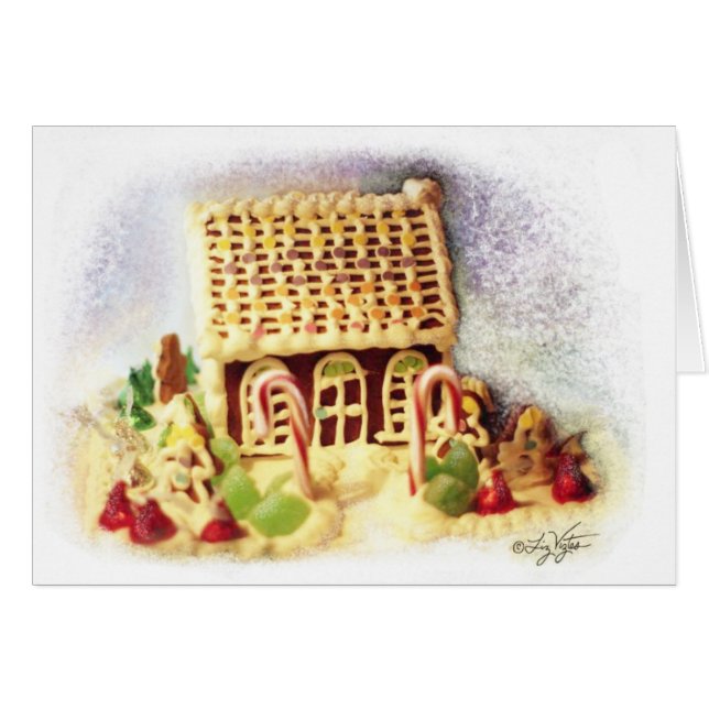 Happy Holidays Gingerbread House Blank Card (Vorderseite (Horizontal))