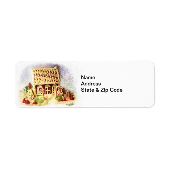 Happy Holidays Gingerbread House Label (Vorne)