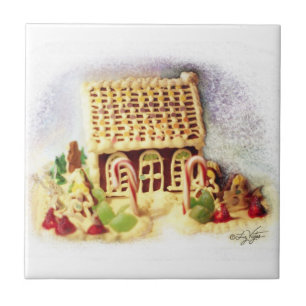 Happy Holidays Gingerbread House Tile Fliese