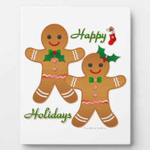 Happy Holidays Gingerbread Man Boy Girl Fotoplatte