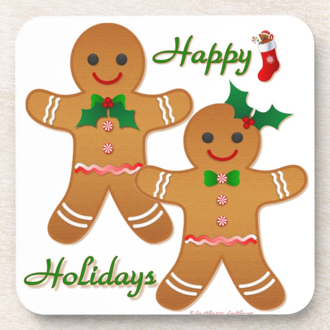 Happy Holidays Gingerbread Man Boy Girl Getränkeuntersetzer (Vorderseite)
