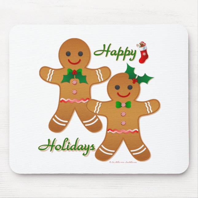 Happy Holidays Gingerbread Man Boy Girl Mousepad (Vorne)