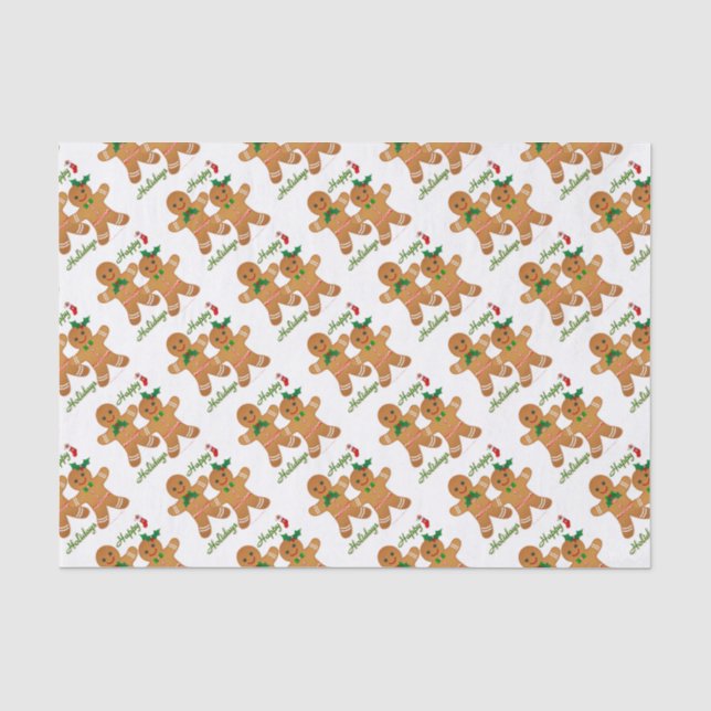 Happy Holidays Gingerbread Man Boy Girl Seidenpapier (Vorderseite)