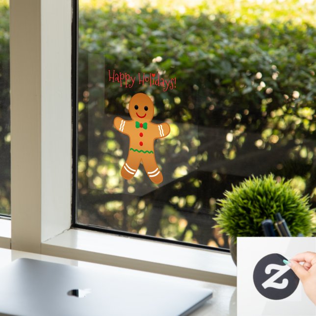 Happy Holidays - Gingerbread Man Fensteraufkleber (Büro)