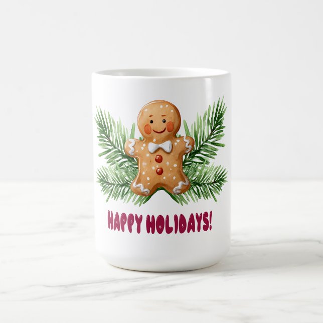 Happy Holidays Gingerbread Man & Pine Branchen Kaffeetasse (Mittel)