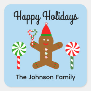 Happy Holidays Gingerbread Mann #1 Stickers