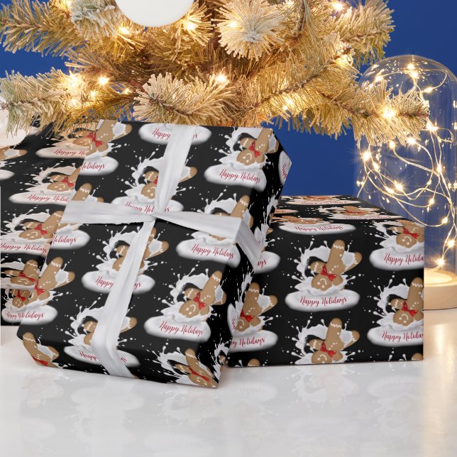 Happy Holidays Gingerbread Mann in Milch Geschenkpapier (Feiertage)