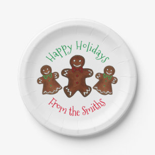 Happy Holidays Gingerbread Mann Weihnachtskekse Pappteller
