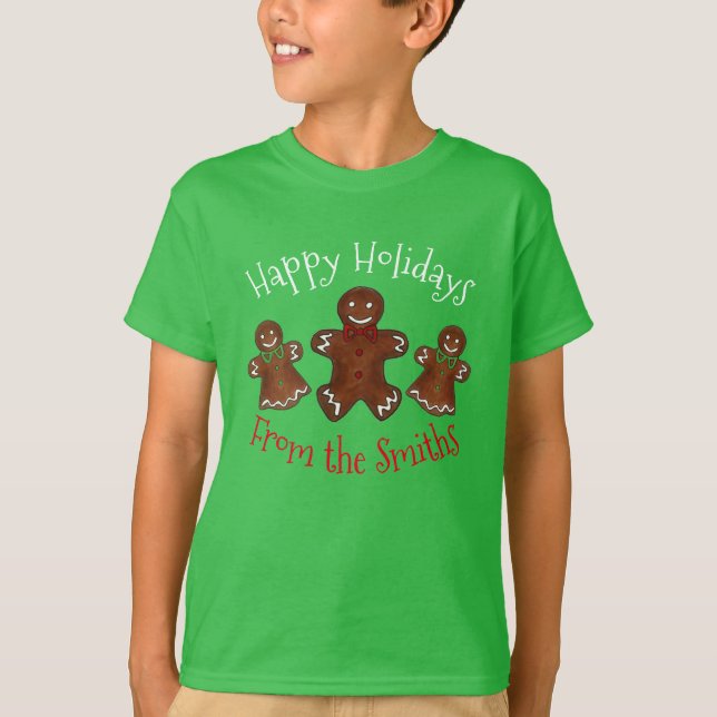 Happy Holidays Gingerbread Mann Weihnachtskekse T-Shirt (Vorderseite)