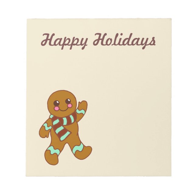 Happy Holidays Gingerbread Notepad Notizblock (Vorderseite)