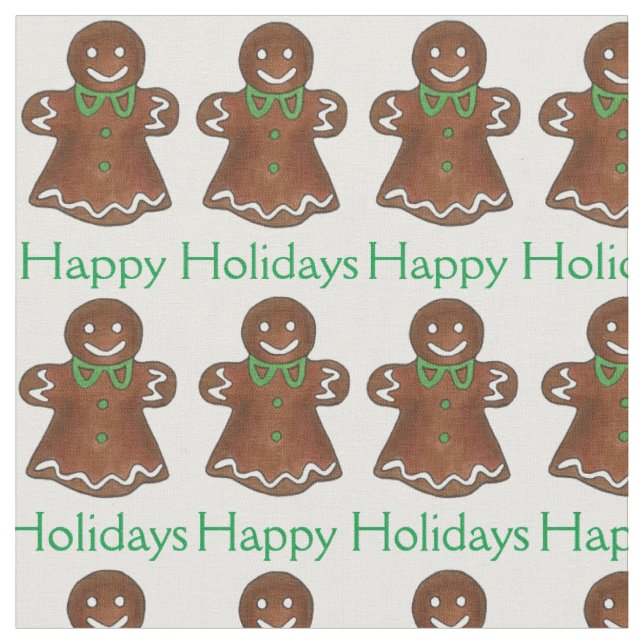 Happy Holidays Gingerbrot Cookie Weihnachten Lecke Stoff (Nahaufnahme)