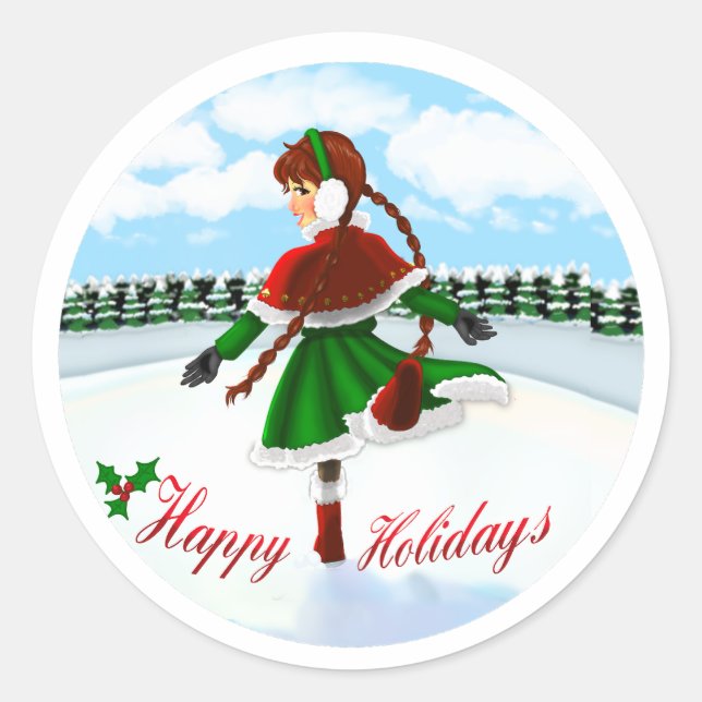 Happy Holidays Girl Sticker (Vorderseite)