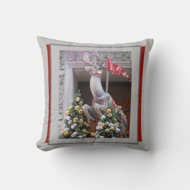 Happy Holidays Glam Rentier Throw Kissen (Vorderseite)