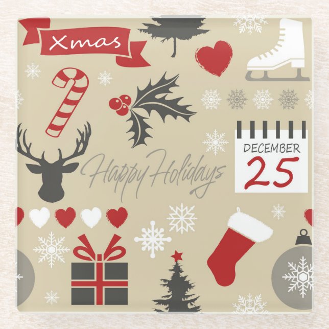 Happy Holidays Glasuntersetzer (Vorderseite)