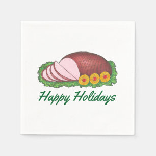Happy Holidays Glazed Holiday Ham Christmas Napkin Serviette