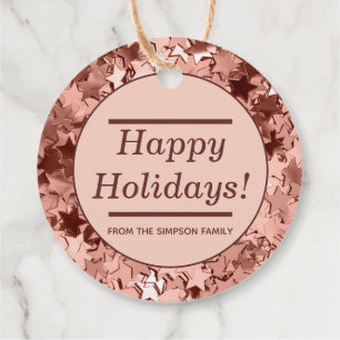Happy Holidays Glitzer Rose Gold Weihnachtsgeschen Geschenkanhänger