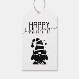 Happy Holidays Gnome Chic Grunge Black & White Geschenkanhänger