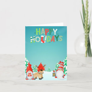 Happy Holidays Gnomes Feiertagskarte