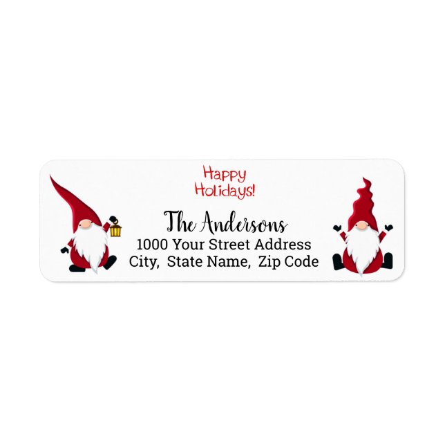 Happy Holidays Gnomes Return Address Label (Vorne)