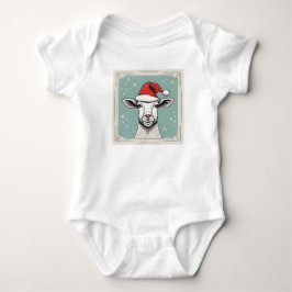 Happy Holidays Goat mit Weihnachtsmannmütze, Weihn Baby Strampler