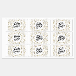 Happy Holidays Gold Floral mit Branchen & Blooms Etiketten