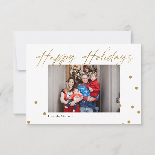 Happy Holidays Gold Fun Confetti Carte Postale mod (Devant)
