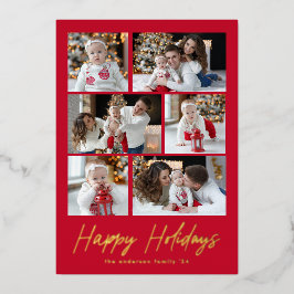 Happy Holidays Gold Script 6 Foto Collage Folien Feiertagskarte