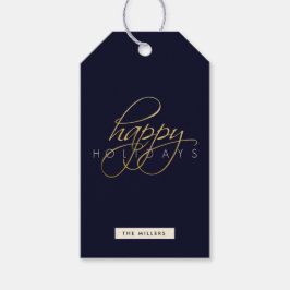 Happy Holidays Gold Script Weihnachten Geschenkanhänger