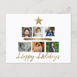 Happy Holidays Gold Weihnachtsbaum Foto Collage H Feiertagspostkarte