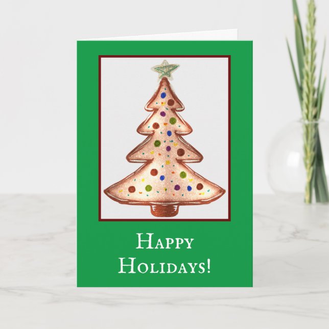 Happy Holidays Golden Christmas Tree Karte (Vorderseite)