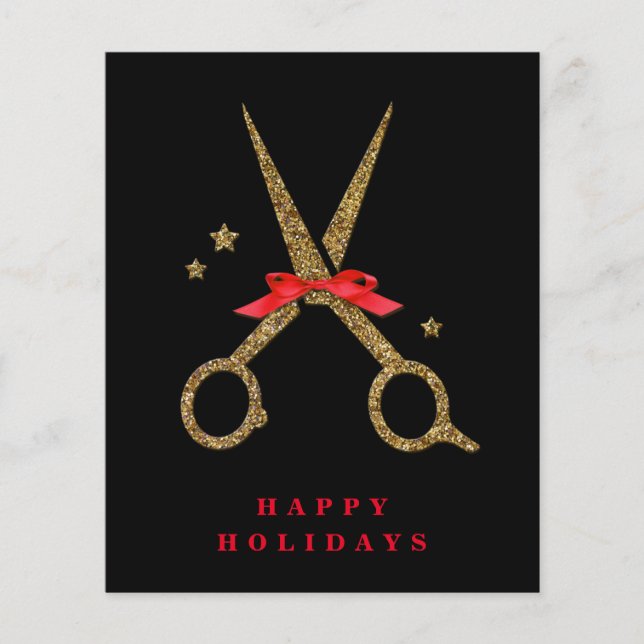 Happy Holidays - Golden Glitzer Hair Stylist Flyer (Vorne)