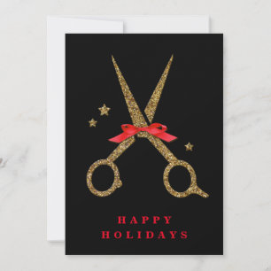 Happy Holidays - Golden Glitzer Hair Stylist-Karte Einladung