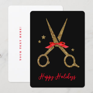 Happy Holidays - Golden Glitzer Hair Stylist-Karte Einladung