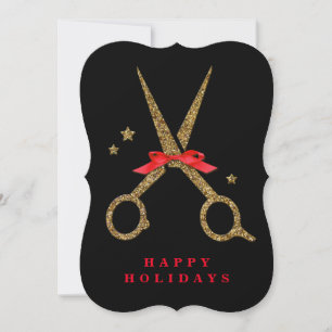 Happy Holidays - Golden Glitzer Hair Stylist-Karte Einladung