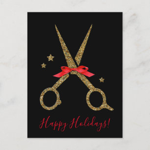 Happy Holidays - Golden Glitzer Hair Stylist-Karte Postkarte