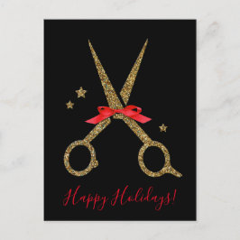 Happy Holidays - Golden Glitzer Hair Stylist Postkarte
