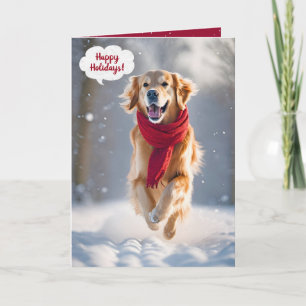 Happy Holidays Golden Retriever im Schnee Karte