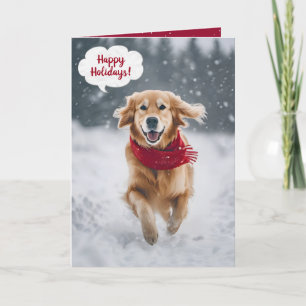 Happy Holidays Golden Retriever im Schnee Karte