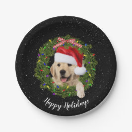 Happy Holidays golden retriever Pappteller