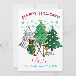 Happy Holidays Golf Christmas Tree Card Feiertagskarte