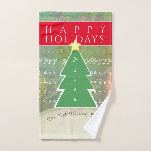 "Happy Holidays" Gray Painterly. Kundenfreundlichk Handtuch (Handtuch)