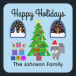 Happy Holidays Gray Poodle Christmas #4 Stickers<br><div class="desc">Gray Poodle Christmas #4</div>