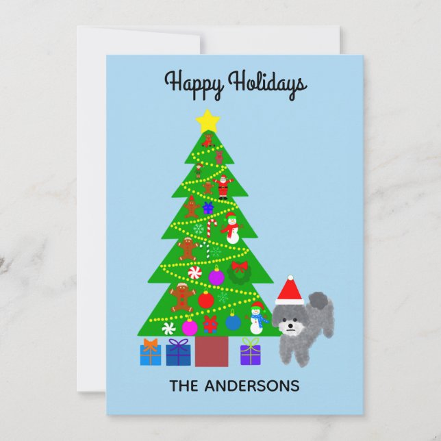 Happy Holidays Gray Poodle Christmas #5 Karte (Vorderseite)