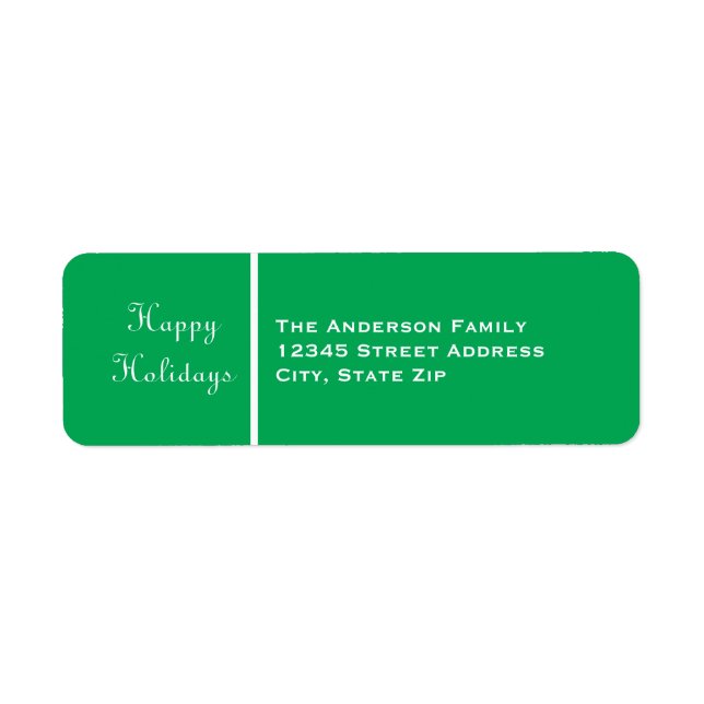 Happy Holidays Green Banner - Rücksendeadresse (Vorne)