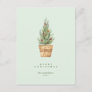 HAPPY HOLIDAYS Green Christmas Tree Postcard Postkarte