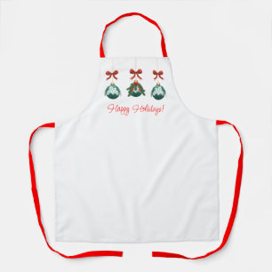 Happy Holidays Green Ornament Trio Schürze